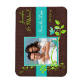 Turquoise Green Brown Crackle Save the Date Magnet (Vertical)