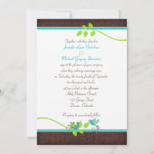 Turquoise Green Brown Crackle Wedding Invitation (Back)