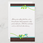 Turquoise Green Brown Love Birds Stationery (Front/Back)