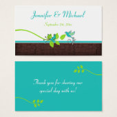 Turquoise Green Brown White Floral Birds Favor Tag (Front & Back)