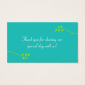 Turquoise Green Brown White Floral Birds Favor Tag (Back)
