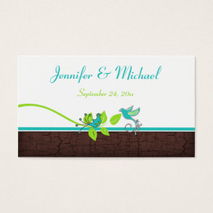 Turquoise Green Brown White Floral Birds Favor Tag