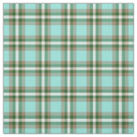 Turquoise Green Brown White Tartan Squares Pattern Fabric