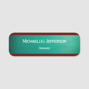 Turquoise Green Brushed Texture: Chic Name & Title Name Tag
