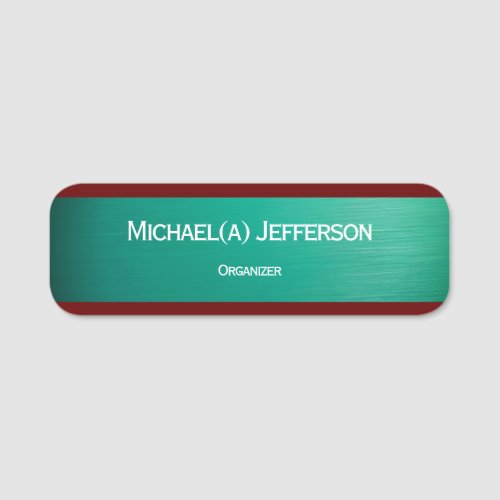 Turquoise Green Brushed Texture Chic Name  Title Name Tag