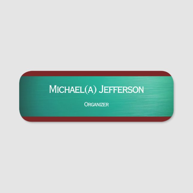 Turquoise Green Brushed Texture: Chic Name & Title Tag (Front)