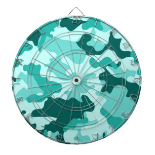 Turquoise Green Camo Dartboard With Darts