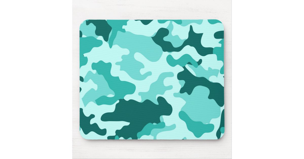 Turquoise Green Camo Mousepad | Zazzle