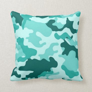Turquoise Green Camo Throw Pillow Turquoise Green Camo Throw Pillow