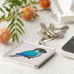 Turquoise Green-cheeked Conure Premium Square Keychain