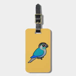 Turquoise Green-cheeked Conure Small Luggage Tag with leather strap