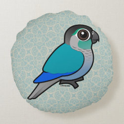 Turquoise Green-cheeked Conure Round Throw Pillow (16