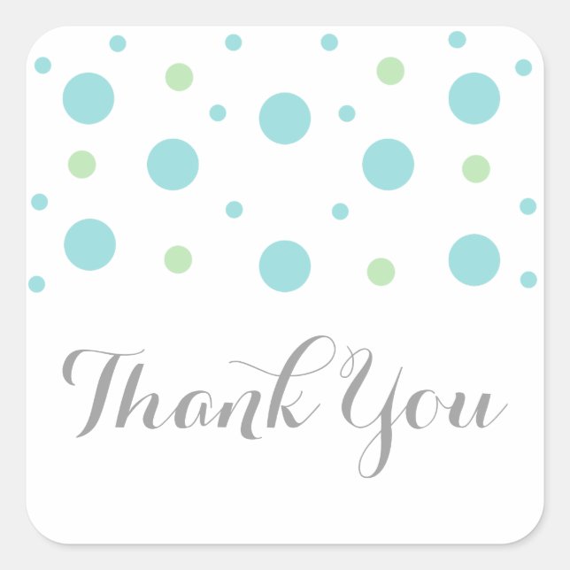 Turquoise Green Confetti Thank You Stickers (Front)