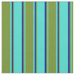 [ Thumbnail: Turquoise, Green & Dark Blue Colored Lines Fabric ]