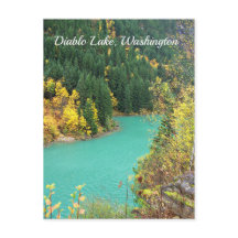 Turquoise-Green Glacial Lake in the Fall Postcard