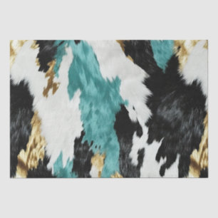 Turquoise Green Gold Black White Cowhide Tissue Paper