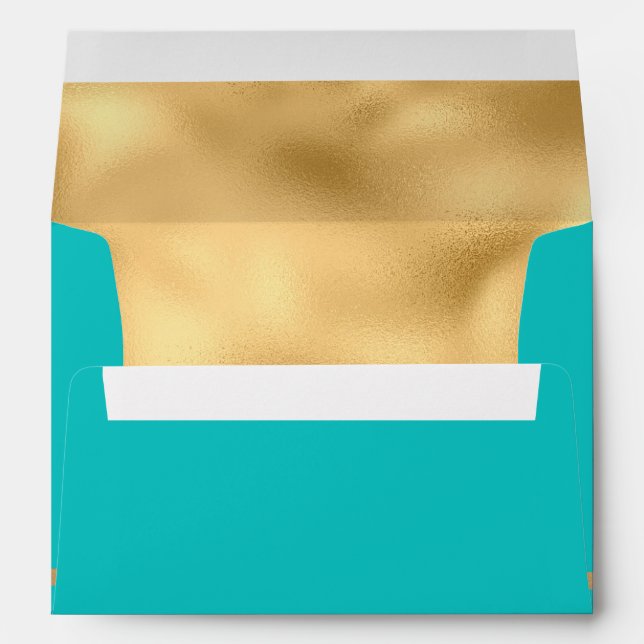 Turquoise Green & Gold Wedding Envelope (Back (Bottom))