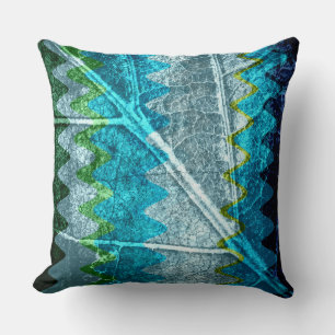 Turquoise Green Gray Abstract Throw Pillow