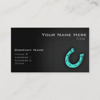 Turquoise Green Horseshoe Business Card by ColorStock at Zazzle