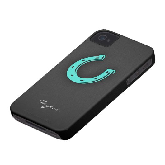 Turquoise Green Horseshoe Case-Mate iPhone Case (Bottom)