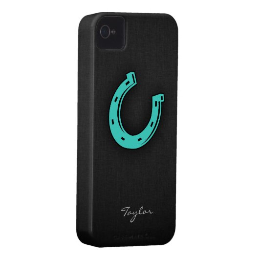 Turquoise Green Horseshoe Case-Mate iPhone Case (Back/Right)