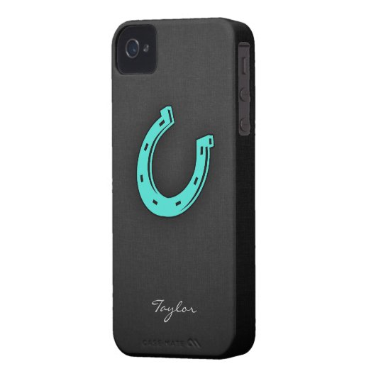 Turquoise Green Horseshoe Case-Mate iPhone Case (Back Left)