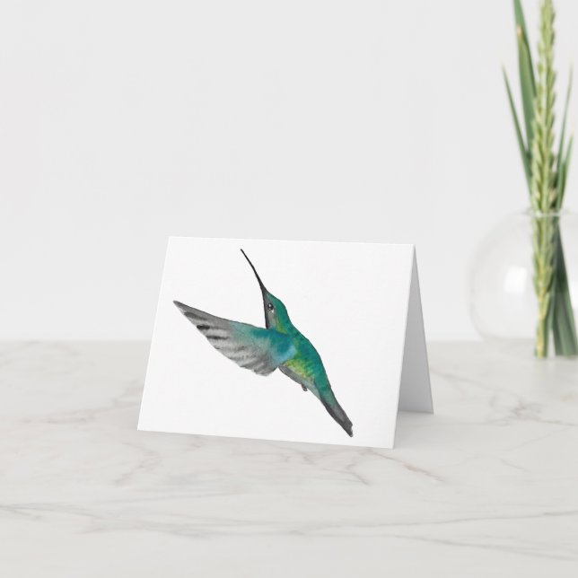 Turquoise green Hummingbird Note Card (Front)