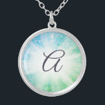 *~* Turquoise & Green Light Burst Sparkle Monogram Silver Plated Necklace<br><div class="desc">JEWELRY WITH INTENTION (R) - Energetically Enhanced Jewelry. As a professional distance spiritual energy healer since 2001, I have learned, developed and utilized the power of energy healing intention. All my JEWELRY WITH INTENTION (R) carries the healing energy of positive manifestation. This JEWELRY is ready to receive your own personal...</div>