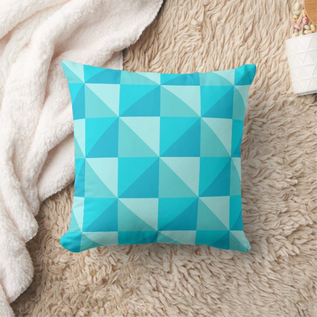 Turquoise Green Optical Illusion Quilt pattern Throw Pillow (Blanket)