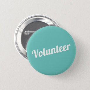 Turquoise Green Pin-back Volunteer Buttons