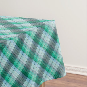 Turquoise green plaid . tablecloth