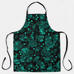 Turquoise green polka dot pattern on black apron