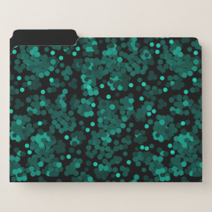 Turquoise green polka dot pattern on black file folder