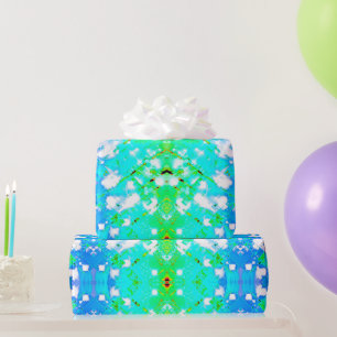 Turquoise & Green Print Wrapping Paper
