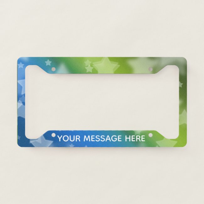 Turquoise Green Stars Design License Plate Frame