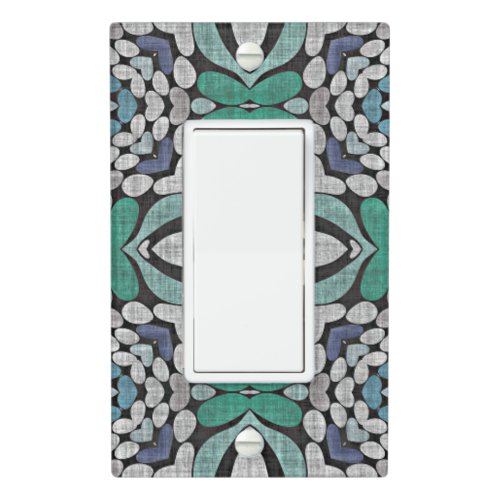 Turquoise Green Teal Blue Hip Bohemian Bali Art Light Switch Cover