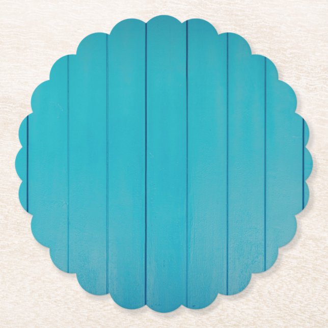 Turquoise green textured painted wall pattern paper coaster (Front)