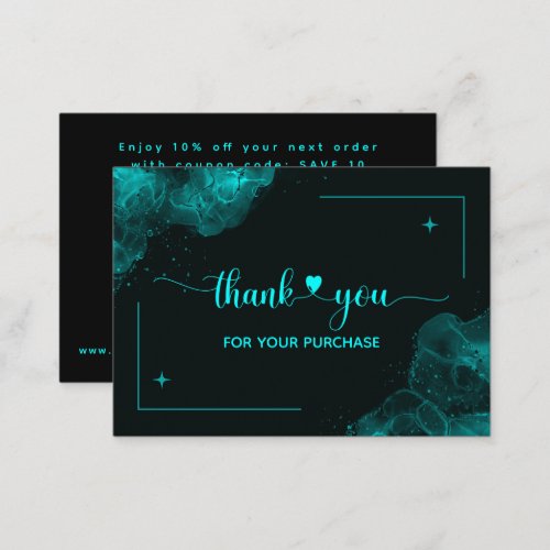 Turquoise Green Thank You For Your Order Enclosure Card