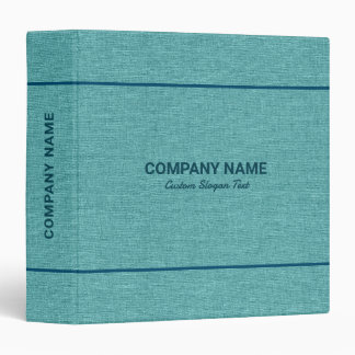 Turquoise Green Tones Linen Burlap Fabric Look 3 Ring Binder