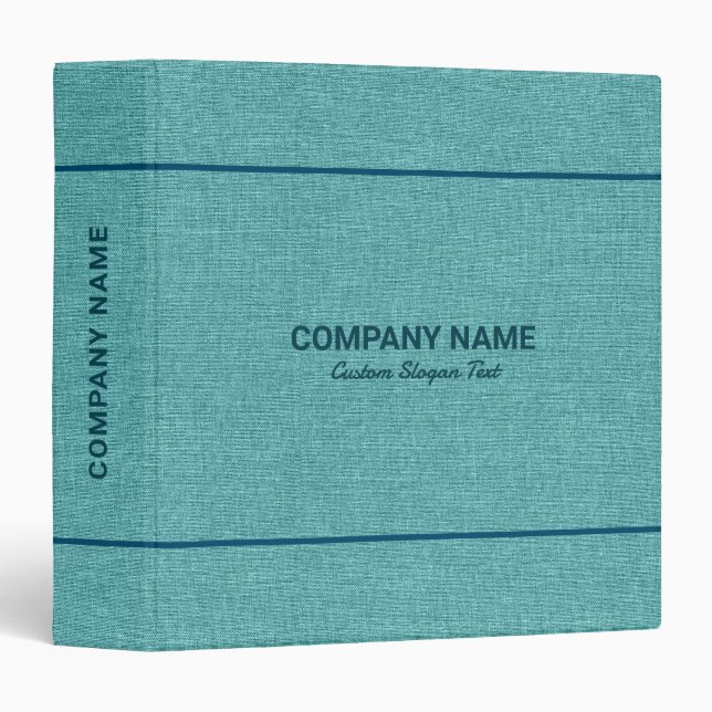 Turquoise Green Tones Linen Burlap Fabric Look 3 Ring Binder (Front/Spine)