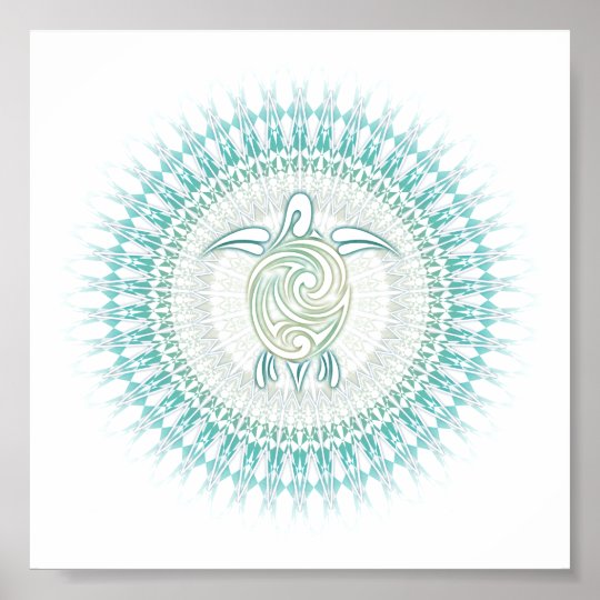 Download Turquoise Green Turtle Mandala Animal Poster | Zazzle.com