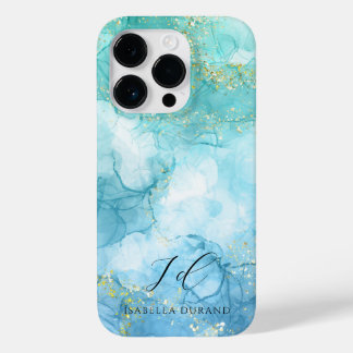 Turquoise Green watercolor Glitter Customizable Case-Mate iPhone 14 Pro Case