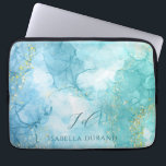 Turquoise Green watercolor Glitter Customizable Laptop Sleeve<br><div class="desc">Introducing our captivating Turquoise Green Watercolor with Gold Glitter Laptop sleeve, a chic blend of style and protection for your beloved devices. Dive into the refreshing hues of turquoise blue, artistically crafted in a mesmerizing watercolor design that echoes the beauty of clear, serene waters. Elevate your device with a touch...</div>