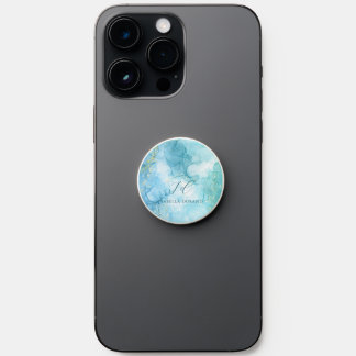 Turquoise Green watercolor Glitter Customizable PopSocket
