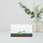 Turquoise, Green, White, Brown Birds Place Cards (Standing Front)