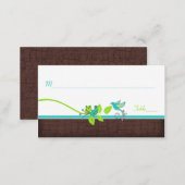 Turquoise, Green, White, Brown Birds Place Cards (Front/Back)