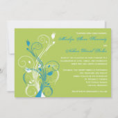 Turquoise Green White Floral Wedding Invitation (Back)