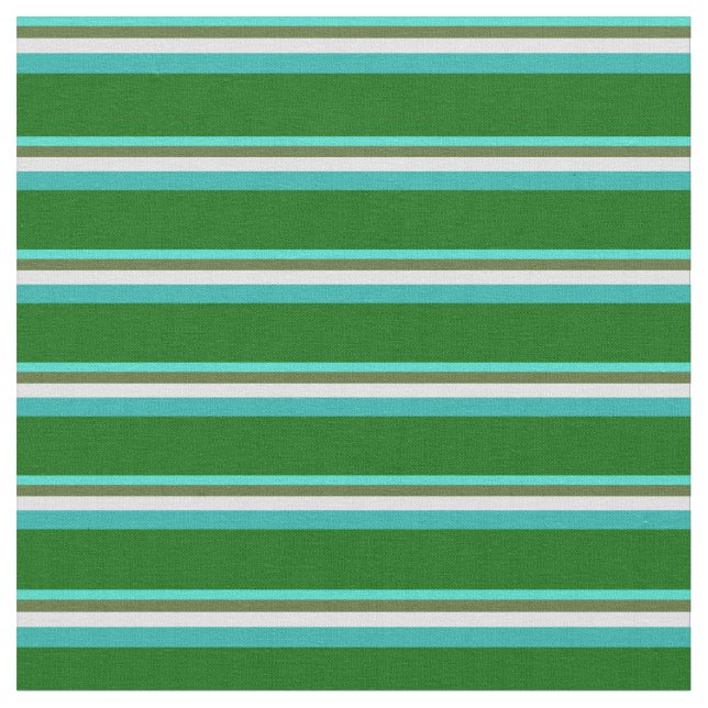 Turquoise, Greens, Lavender, Dark Green Fabric (Close Up)