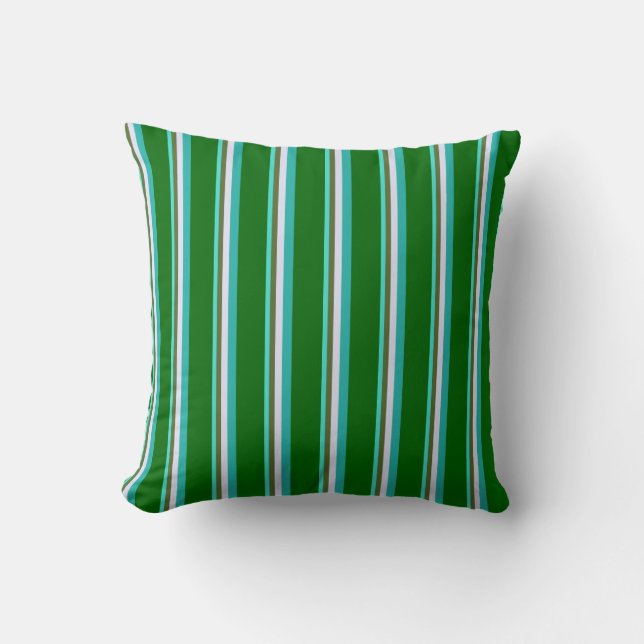 Turquoise, Greens, Lavender, Dark Green Pillow (Front)
