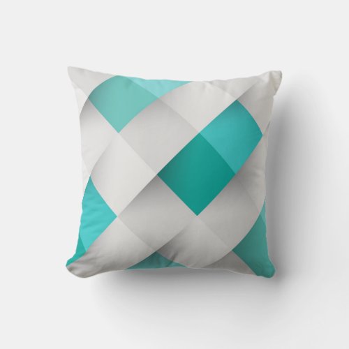 TurquoiseGrey Geometric Pattern Throw Pillow
